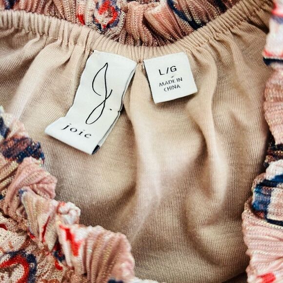 JOIE Gold Shimmer Pleated Floral Print Long Sleeve top size L - Picture 7 of 7